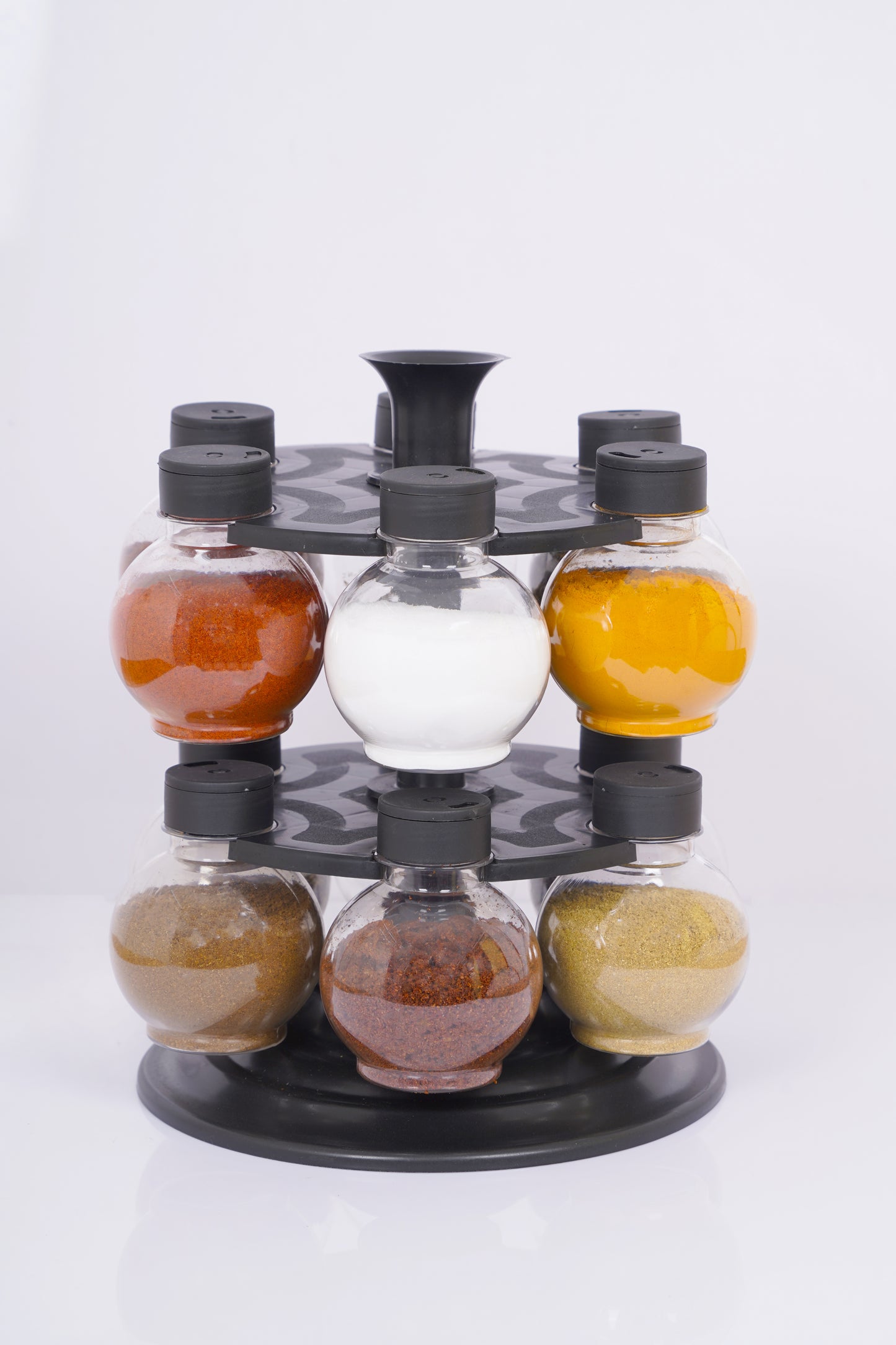 Rotating Spice Rack with 12 Matka Shaped jars