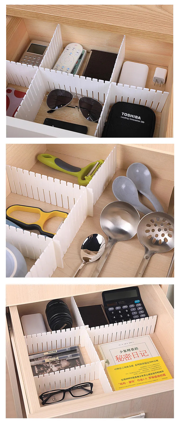 Adjustable 8 Strips Drawer Divider