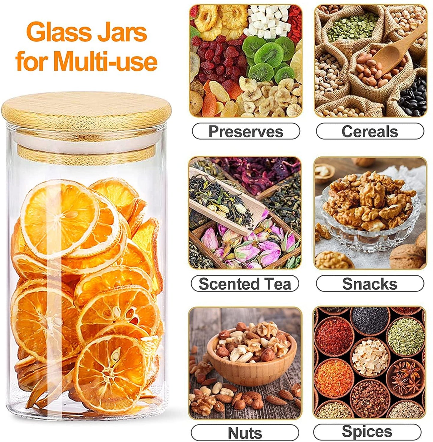 Borosilicate Glass Jars with Bamboo Lid - 270 ml