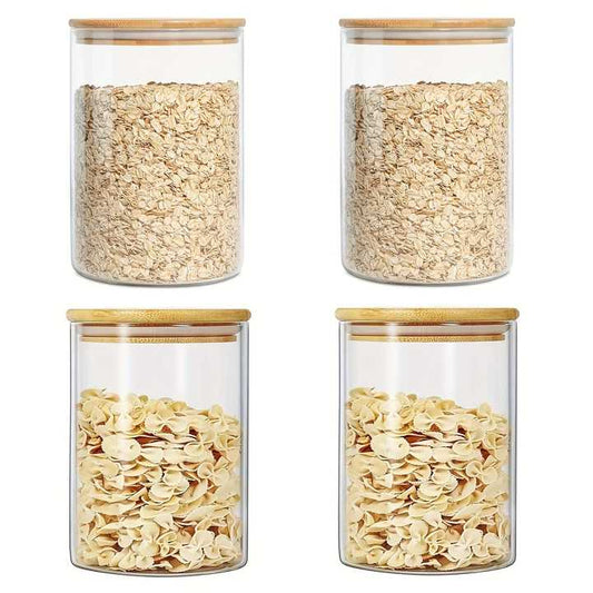 Borosilicate Glass Jars with Bamboo Lid - 1050 ml (Set of 4)