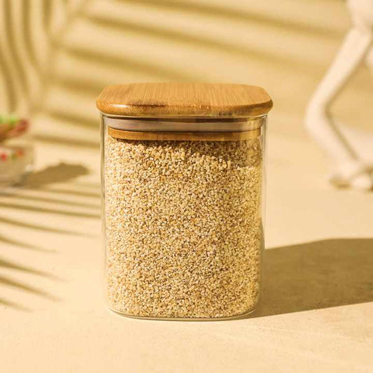 Borosilicate Square Glass Jars with Bamboo Lid - 750 ml (Set of 4)