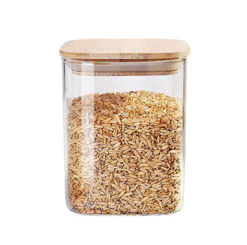 Borosilicate Square Glass Jars with Bamboo Lid - 750 ml (Set of 4)