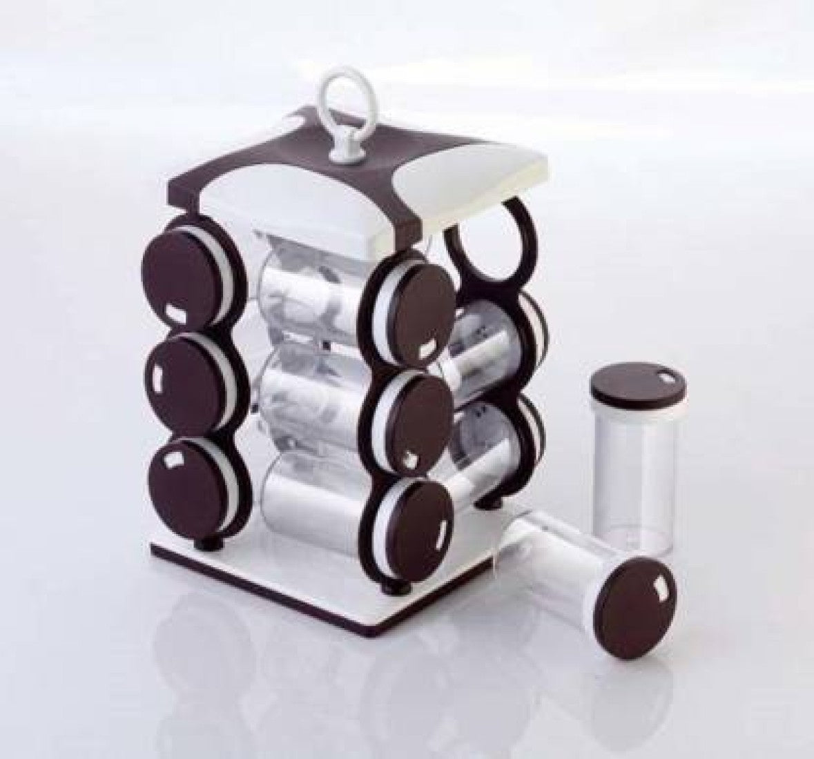 Revolving Spice Rack - Dark Brown, 12 Bottles