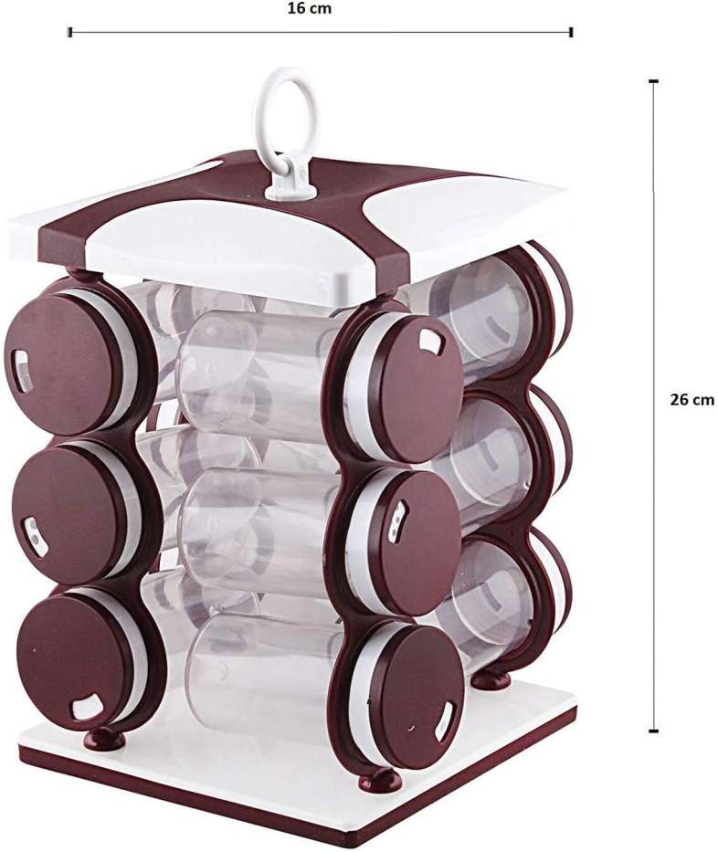 Revolving Spice Rack - Dark Brown, 12 Bottles