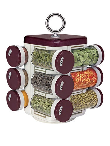 Revolving Spice Rack - Dark Brown, 12 Bottles