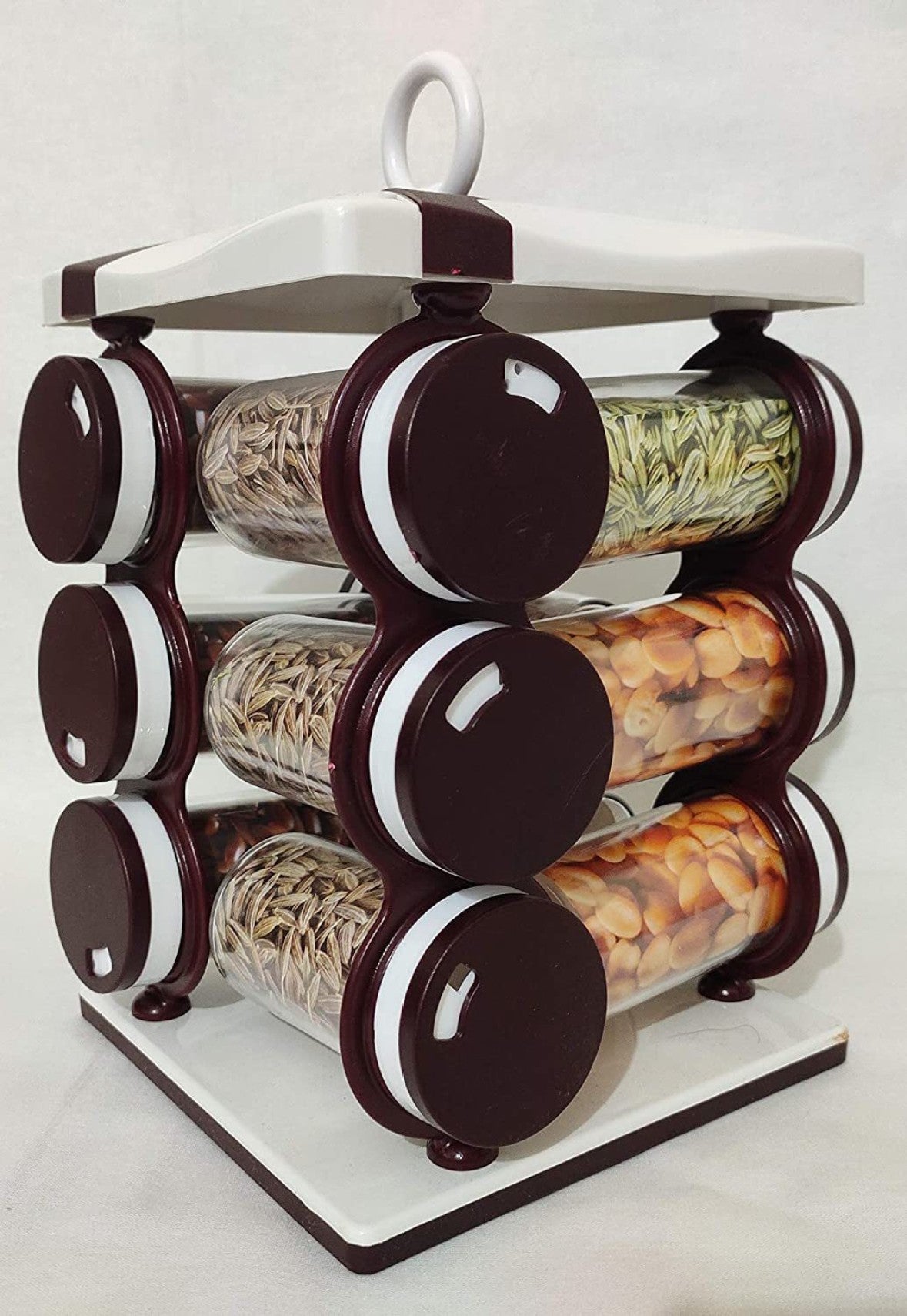 Revolving Spice Rack - Dark Brown, 12 Bottles