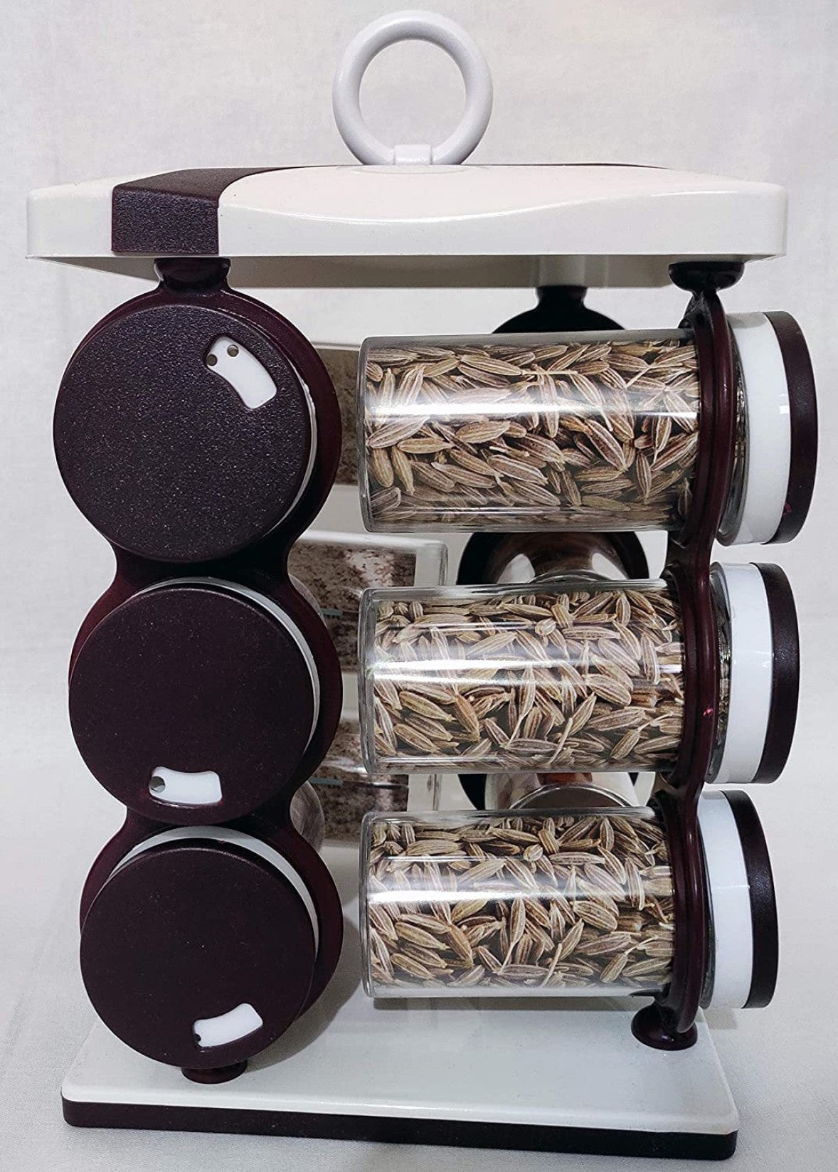 Revolving Spice Rack - Dark Brown, 12 Bottles