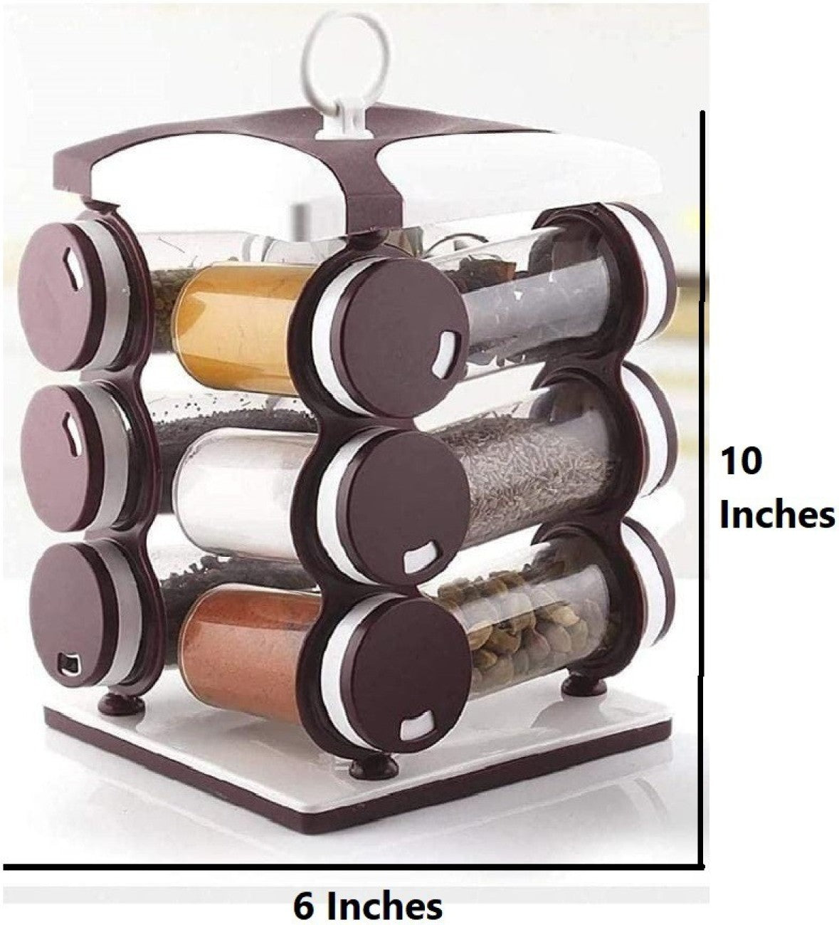 Revolving Spice Rack - Dark Brown, 12 Bottles