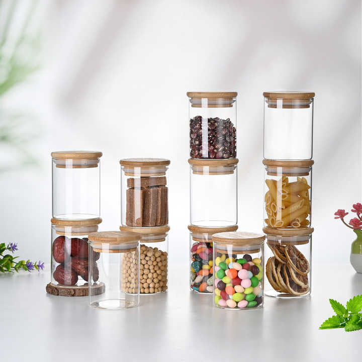 Borosilicate Glass Jars with Bamboo Lid - 270 ml