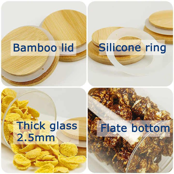 Borosilicate Glass Jars with Bamboo Lid - 270 ml